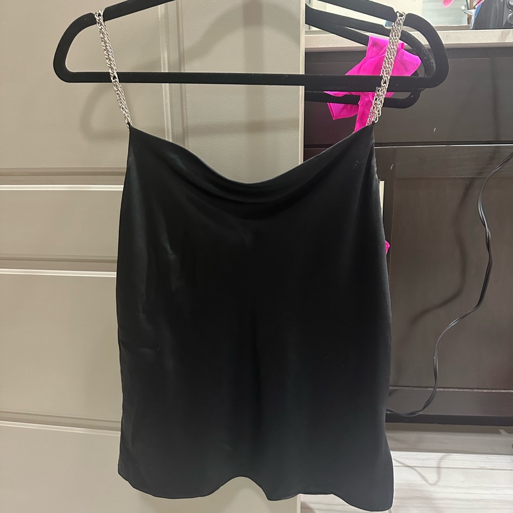 Black cami NYC chain strap tank top, worn a few times and in great condition